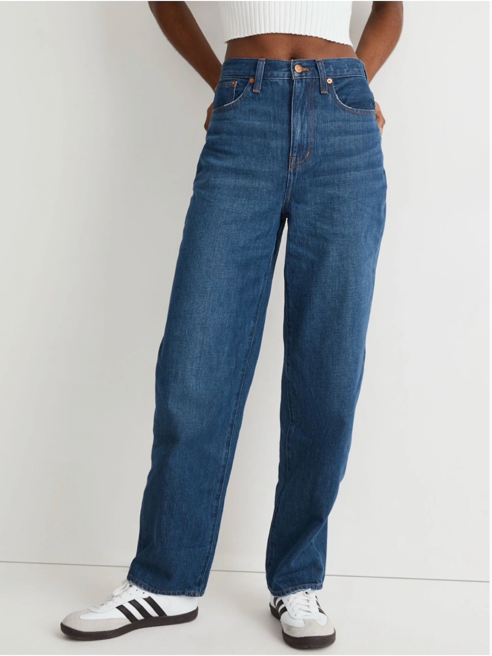 Madewell High-Rise Wide Leg Jeans in Deep Blue